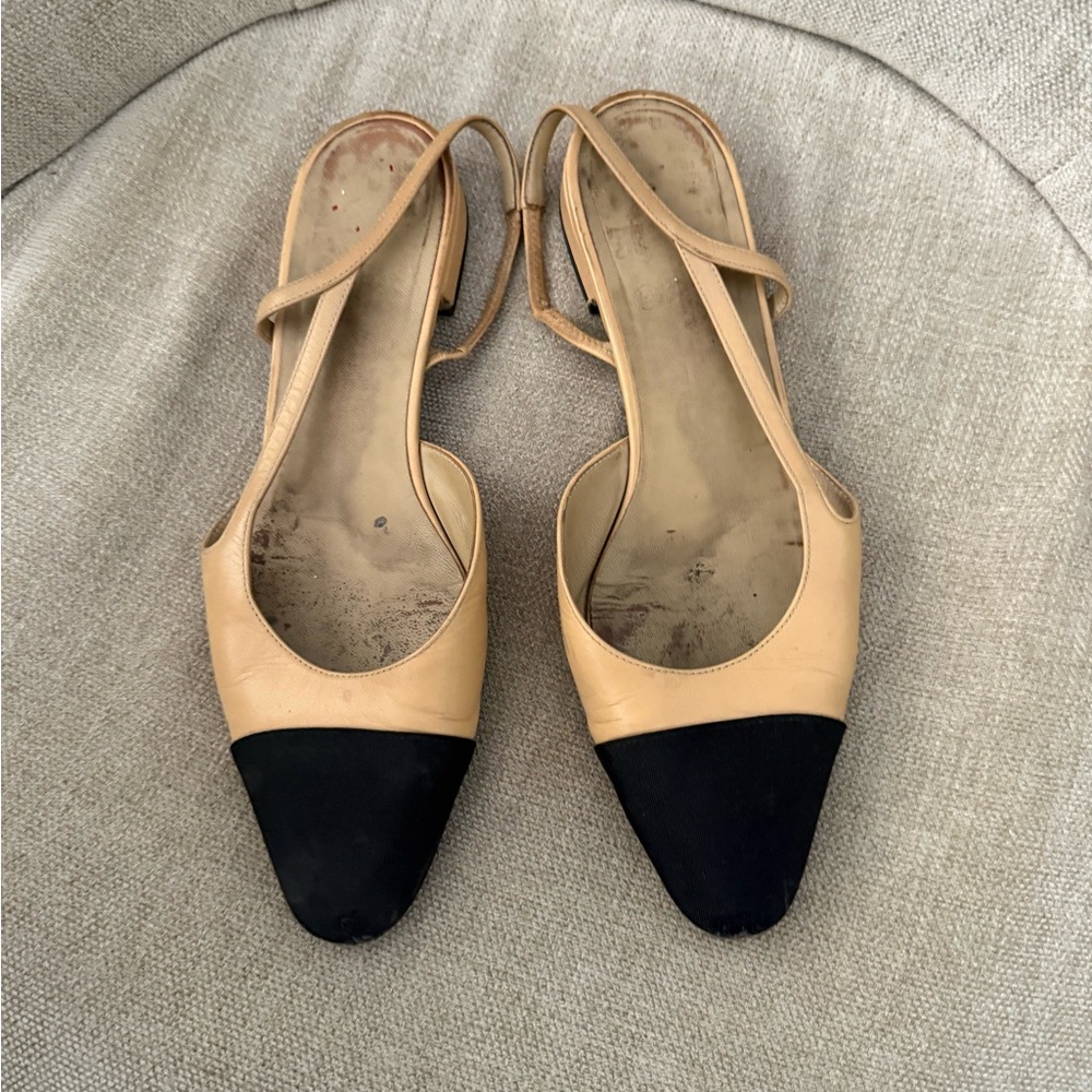 Chanel Two-Tone Slingback Flats